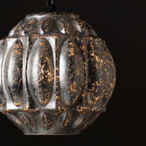 ACA DECOR   – Κρεμαστό Φωτιστικό 1ΧΕ27 Γυαλί Φύλλα Ασημί Φ25ΧΗ120cm