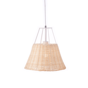 ACA DECOR   κρεμαστό φωτιστικό 1xE27 σε λευκό χρώμα και Rattan – GN60P130WH