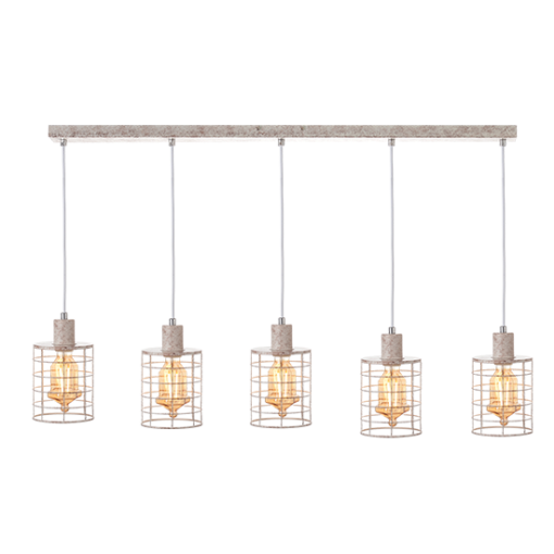 ACA DECOR   – Κρεμαστό Φωτιστικό 5ΧΕ27 Μεταλλικό Λευκό Σκουριά 100Χ12,2ΧΗ120cm