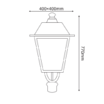 ΦΑΝΑΡΙ 4 ΠΛΕΥΡΩΝ RAL7016M ΚΟΛΩΝΑΣ Φ76 40Χ40Χ77CM ACA – HI1020