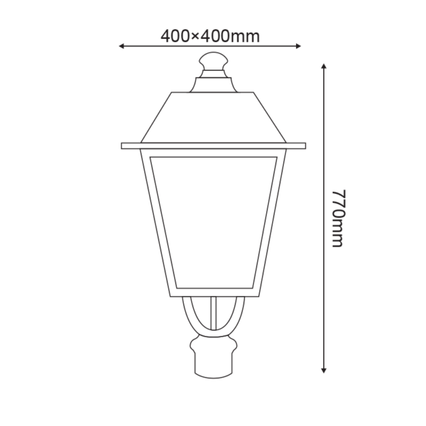 ΦΑΝΑΡΙ 4 ΠΛΕΥΡΩΝ RAL7016M ΚΟΛΩΝΑΣ Φ76 40Χ40Χ77CM ACA – HI1020