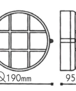 Φωτιστικό Τοίχου 1xE27 Χελώνα Αλουμινίου ø190 Στρογγυλή με Πρισματικό Γυαλί & Πλέγμα Μαύρο IP45 ACA – HI5011BMS