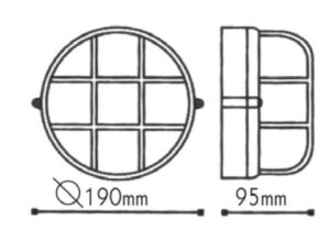 Φωτιστικό Τοίχου 1xE27 Χελώνα Αλουμινίου ø190 Στρογγυλή με Πρισματικό Γυαλί & Πλέγμα Μαύρο IP45 ACA – HI5011BMS