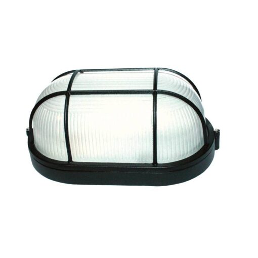 Φωτιστικό Τοίχου 1xE27 Χελώνα Αλουμινίου Μαύρο 27cm με Πρισματικό Γυαλί & Πλέγμα IP45 ACA – HI5021B