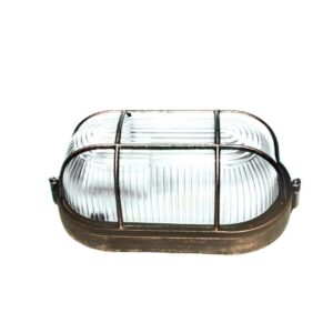 Φωτιστικό Τοίχου 1xE27 Χελώνα Κήπου Αλουμινίου 20cm με Γυαλί & Πλέγμα IP45 Σκουριά ACA – HI5031R