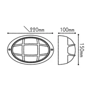 Απλίκα Τοίχου Οβαλ 21.5cm με Σκέπαστρο Μαύρη IP45 ACA – HI5073BMS
