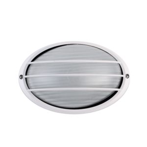 Φωτιστικό Τοίχου 1xE27 Χελώνα Αλουμινίου Λευκή 22cm Πρισματικό Γυαλί & Πλέγμα IP45 ACA – HI5074WMS