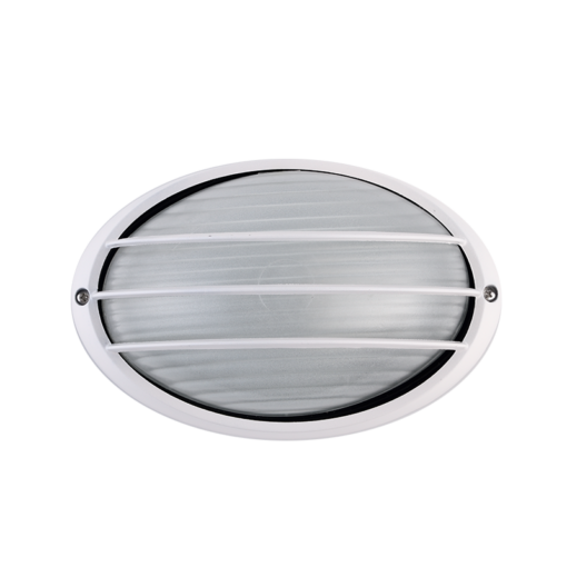 Φωτιστικό Τοίχου 1xE27 Χελώνα Αλουμινίου Λευκή 22cm Πρισματικό Γυαλί & Πλέγμα IP45 ACA – HI5074WMS