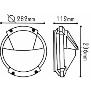 Φωτιστικό Τοίχου 1xE27 Χελώνα Κήπου Αλουμινίου Γκρι ø236 με Πρισματικό Γυαλί & Πλέγμα IP45 ACA – HI5171G