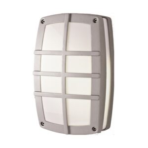 Φωτιστικό Τοίχου 2xE27 Απλίκα Αλουμινίου Γκρι 29x18cm με Πολυκαρβονικό Οπαλ Κάλυμμα με Γρίλιες IP54 ACA – HI5611