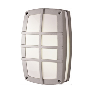 Φωτιστικό Τοίχου 2xE27 Απλίκα Αλουμινίου Γκρι 29x18cm με Πολυκαρβονικό Οπαλ Κάλυμμα με Γρίλιες IP54 ACA – HI5611