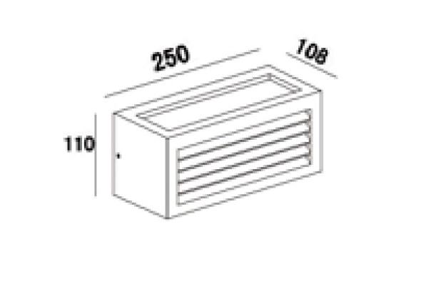 Φωτιστικό Τοίχου 1xE27 Απλίκα Αλουμινίου Γκρι 25x11cm με Πολυκαρβονικό Οπαλ Κάλυμμα με Γρίλιες IP54 ACA – HI5703