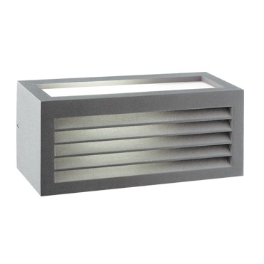 Φωτιστικό Τοίχου 1xE27 Απλίκα Αλουμινίου Γκρι 25x11cm με Πολυκαρβονικό Οπαλ Κάλυμμα με Γρίλιες IP54 ACA – HI5703