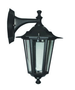 Επιτοίχιο Φωτιστικό 1xΕ27 Φανάρι Κάτω Αλουμινίου Εξάγωνο Μαύρο IP45 ACA – HI6022BMS