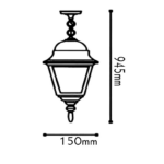 Κρεμαστό Φωτιστικό 1xΕ27 Φανάρι Αλουμινίου Τετράγωνο Μαύρο IP44 ACA – HI6045BMS