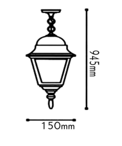 Κρεμαστό Φωτιστικό 1xΕ27 Φανάρι Αλουμινίου Τετράγωνο Μαύρο IP44 ACA – HI6045BMS