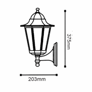 Επιτοίχιο Φωτιστικό 1xΕ27 Φανάρι Αλουμινίου Εξάγωνο Μαύρο IP45 ACA – HI6171BMS
