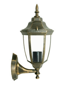 Επιτοίχιο Φωτιστικό 1xΕ27 Φανάρι Αλουμινίου Εξάγωνο Χρυσό-Μαύρο IP45 ACA – HI6171GB