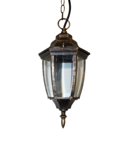 Κρεμαστό Φωτιστικό 1xΕ27 Φανάρι Αλουμινίου Εξάγωνο Χρυσό-Μαύρο IP45 ACA – HI6175GB