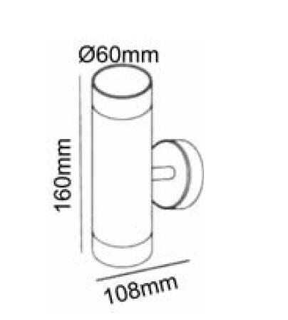 Φωτιστικό Σποτ Τοίχου Up-Down 2xGU10 Inox Ανοξείδωτο Ατσάλι IP54 ACA – HI7031A