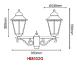 Φανάρι Πλατείας Κολώνας Γκρι 2xE27 Φ60 IP54 ACA – HI8002GDS