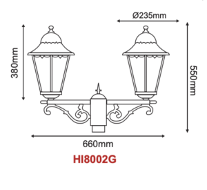 Φανάρι Πλατείας Κολώνας Γκρι 2xE27 Φ60 IP54 ACA – HI8002GDS