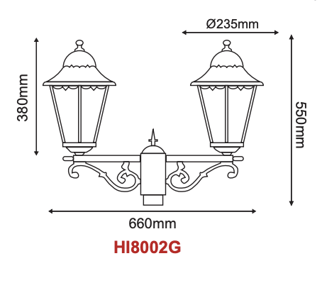 Φανάρι Πλατείας Κολώνας Γκρι 2xE27 Φ60 IP54 ACA – HI8002GDS