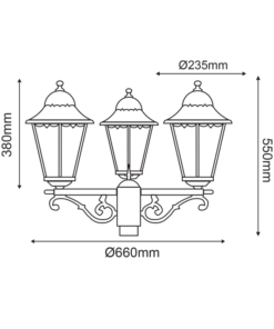 Φανάρι Κολώνας Τριπλό Μαύρο Αλουμίνιο 3xE27 IP54 ACA – HI8003B