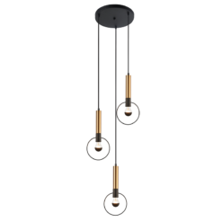 ACA DECOR   κρεμαστό φωτιστικό 3xE27 από ορείχαλκο σε μαύρο χρώμα – HL39973P44BB
