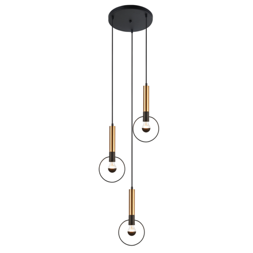 ACA DECOR   κρεμαστό φωτιστικό 3xE27 από ορείχαλκο σε μαύρο χρώμα – HL39973P44BB