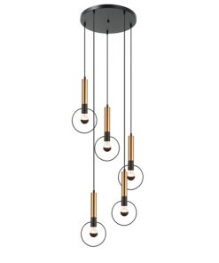 ACA DECOR  κρεμαστό φωτιστικό 5xE27 από ορείχαλκο σε μαύρο χρώμα – HL39975P53BB