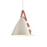 ACA DECOR   κρεμαστό φωτιστικό 1xE27 από λευκό μέταλλο και δέρμα – HL41441P33WH