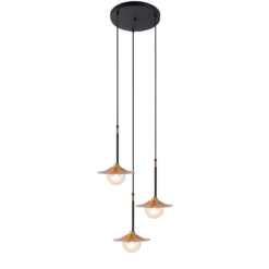 ACA DECOR   κρεμαστό φωτιστικό 3xG9 από μέταλλο γυαλί και ορείχαλκο – HL4313P35BB