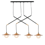 ACA DECOR  κρεμαστό φωτιστικό 4xG9 από μέταλλο γυαλί και ορείχαλκο – HL4314P96BB