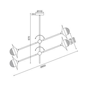 ΟΡΟΦΗΣ ΦΩΤΙΣΤΙΚΟ 4ΧG9 ΟΡΕΙΧΑΛΚΟ/ΜΑΥΡΟ ΜΕΤ/ΚΟ + ΓΥΑΛΙ 85X81ΧΗ67CM LAYLA ACA DECOR – HL4324C84BB