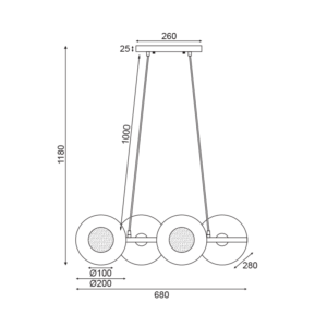 ΚΡΕΜΑΣΤΟ ΦΩΤΙΣΤΙΚΟ 4ΧG9 ΟΡΕΙΧΑΛΚΟ/ΜΑΥΡΟ ΜΕΤ/ΚΟ + ΓΥΑΛΙ 68X27ΧΗ118CM LAYLA ACA DECOR – HL4324P68BB