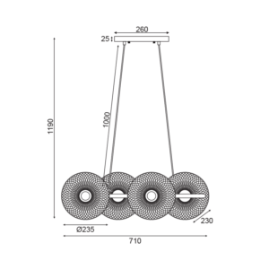 ΚΡΕΜΑΣΤΟ ΦΩΤΙΣΤΙΚΟ 4ΧΕ27 ΜΑΥΡΟ ΜΕΤΑΛΛΙΚΟ 71Χ35ΧΗ119CM KOBE ACA DECOR – HL45844P71B