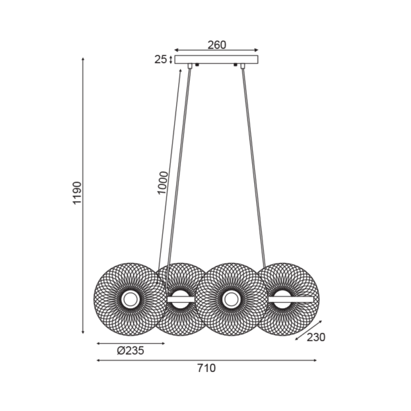 ΚΡΕΜΑΣΤΟ ΦΩΤΙΣΤΙΚΟ 4ΧΕ27 ΜΑΥΡΟ ΜΕΤΑΛΛΙΚΟ 71Χ35ΧΗ119CM KOBE ACA DECOR – HL45844P71B