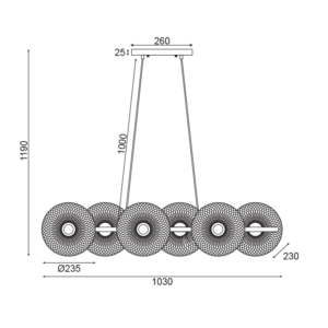 ΚΡΕΜΑΣΤΟ ΦΩΤΙΣΤΙΚΟ 6ΧΕ27 ΜΑΥΡΟ ΜΕΤΑΛΛΙΚΟ 103Χ35ΧΗ119CM KOBE ACA DECOR – HL45846P103B