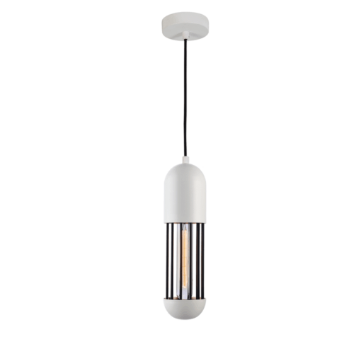 ACA DECOR  κρεμαστό φωτιστικό 1xΕ27  σε λευκό με μαύρο χρώμα – HM171P8WH