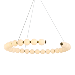 Κρεμαστό Φωτιστικό Κύκλος Φ100 Lolly LED 40W 3000lm 3000K με Λευκές Ακρυλικές Μπάλες Φ10 με Χρυσή Λεπτομέρεια ACA – HM236LEDP100