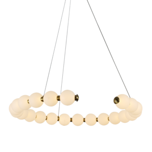 Κρεμαστό Φωτιστικό Κύκλος Φ80 Lolly LED 30W 2200lm 3000K με Λευκές Ακρυλικές Μπάλες Φ10 με Χρυσή Λεπτομέρεια ACA – HM236LEDP80