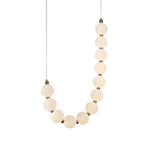 Κρεμαστό φωτιστικό με σφαιρικούς γλόμπους και χρυσές λεπτομέρειες, μοντέρνος σχεδιασμός για κομψούς χώρους.