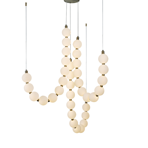 Κρεμαστό Φωτιστικό Lolly LED 54W 4000lm 3000K με Λευκές Ακρυλικές Μπάλες Φ10 με Χρυσή Λεπτομέρεια ACA – HM238LEDP36