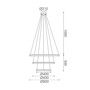 Κρεμαστό Φωτιστικό LED 60W 4800lm CCT Κυκλικό Μαύρο με 3 Δακτύλιους Φ80 ACA – HM23LEDP3BKCCT