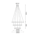 Κρεμαστό Φωτιστικό LED 60W 4800lm CCT Κυκλικό Χρυσό με 3 Δακτύλιους Φ80 ACA – HM23LEDP3GDCCT Σχεδιασμός