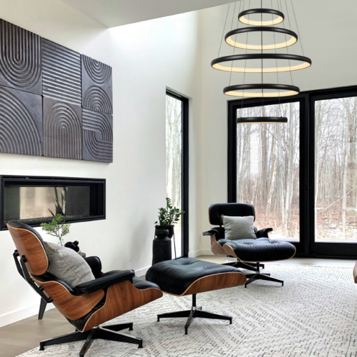 Κρεμαστό Φωτιστικό LED 80W 6400lm CCT Κυκλικό Μαύρο με 5 Δακτύλιους Φ80 ACA – HM23LEDP5BKCCT