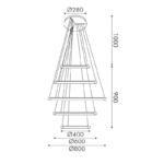 Κρεμαστό Φωτιστικό LED 80W 6400lm CCT Κυκλικό Μαύρο με 5 Δακτύλιους Φ80 ACA – HM23LEDP5BKCCT
