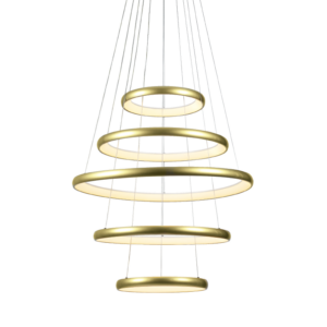 Κρεμαστό Φωτιστικό LED 80W 6400lm CCT Κυκλικό Χρυσό με 5 Δακτύλιους Φ80 ACA – HM23LEDP5GDCCT