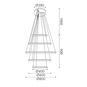 Κρεμαστό Φωτιστικό LED 80W 6400lm CCT Κυκλικό Χρυσό με 5 Δακτύλιους Φ80 ACA – HM23LEDP5GDCCT